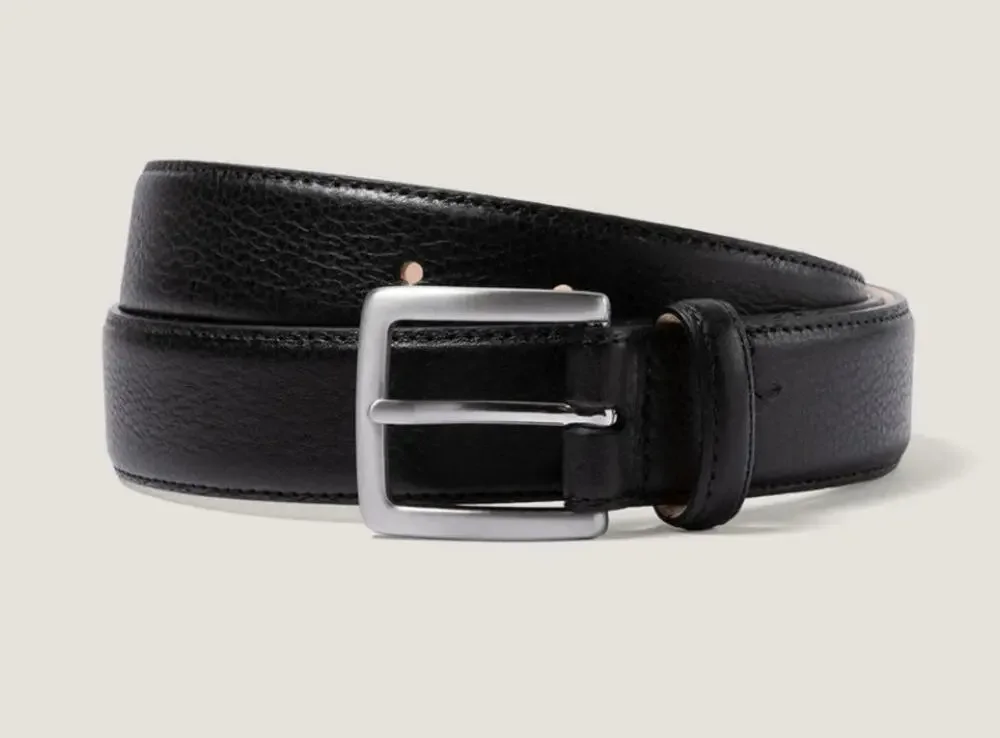 NWT Sunspel Men’s 30mm Smart Leather Belt Black, Size Medium